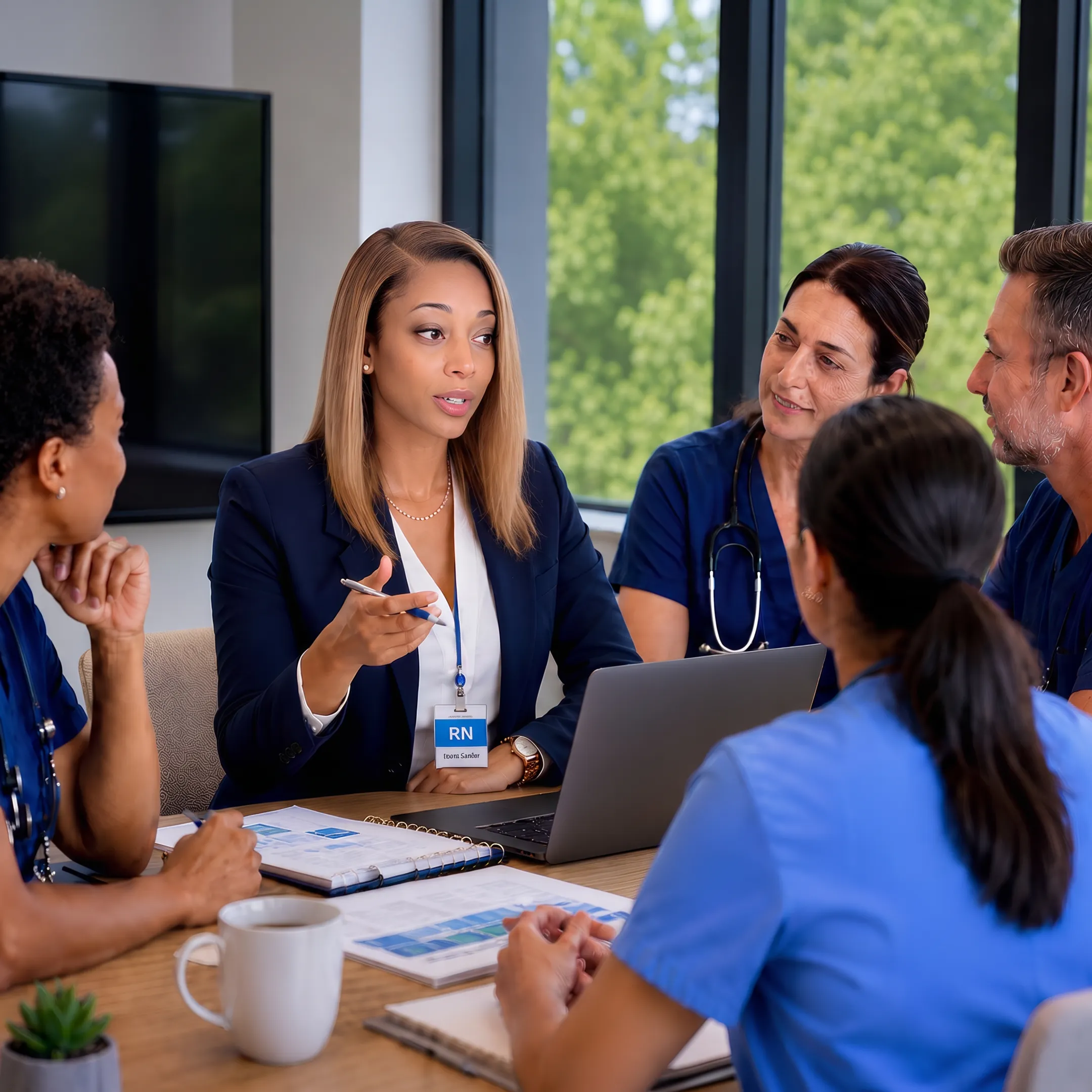 Healthcare executives participating in a leadership development workshop