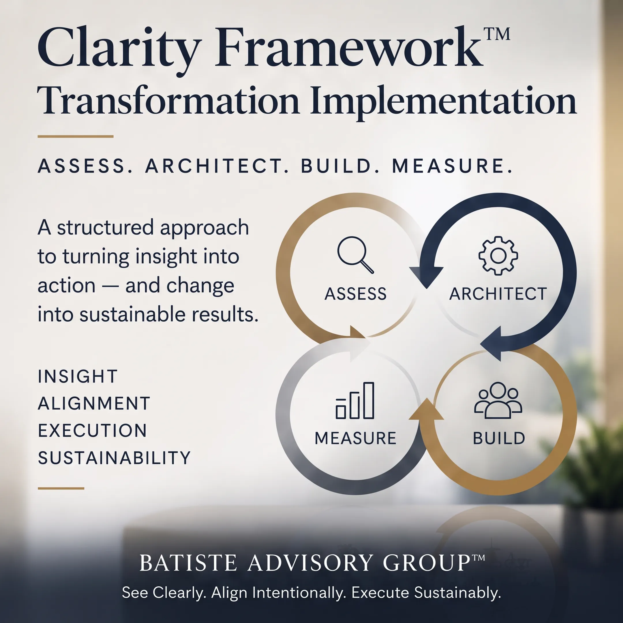 Healthcare executive discussing sustainable organizational improvement with leadership team