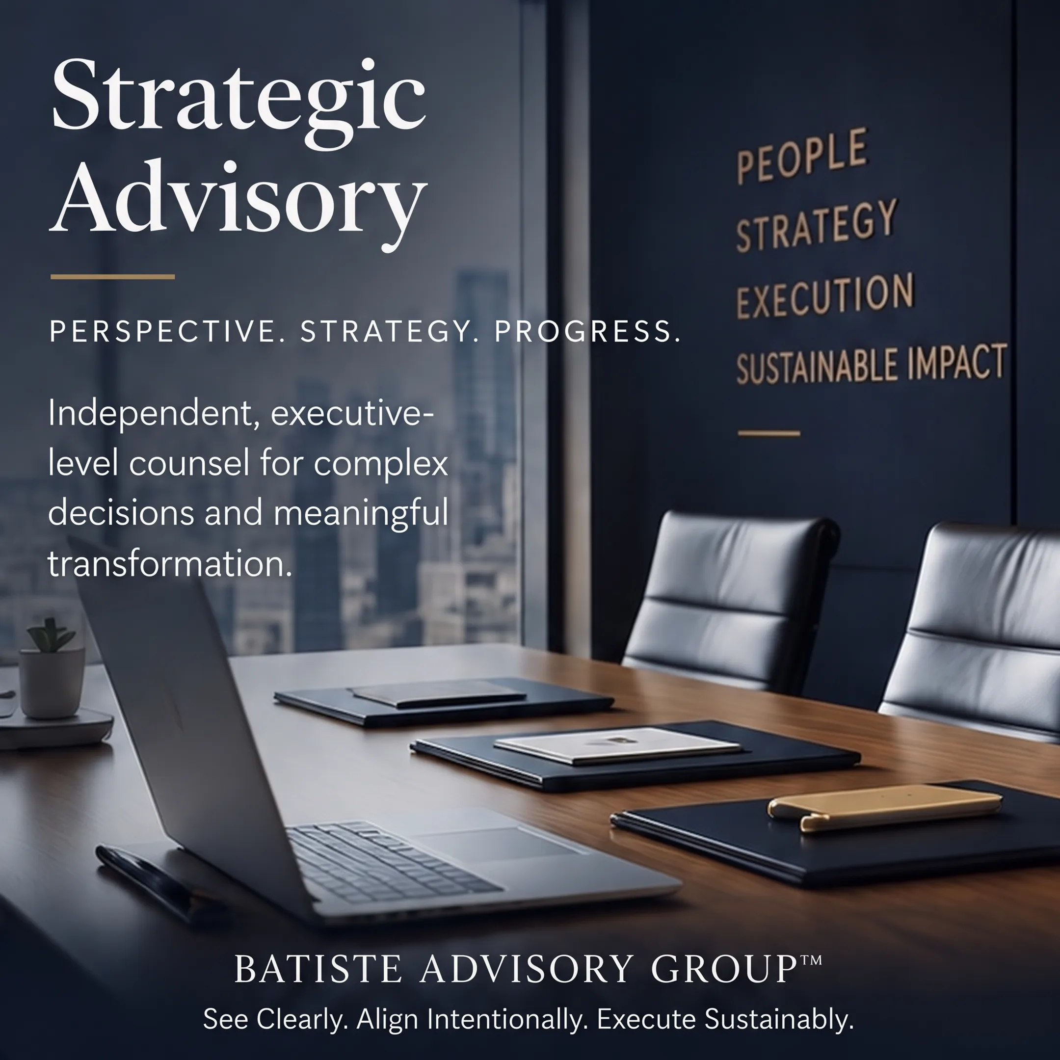 Healthcare executive consulting with leadership team in a modern meeting room