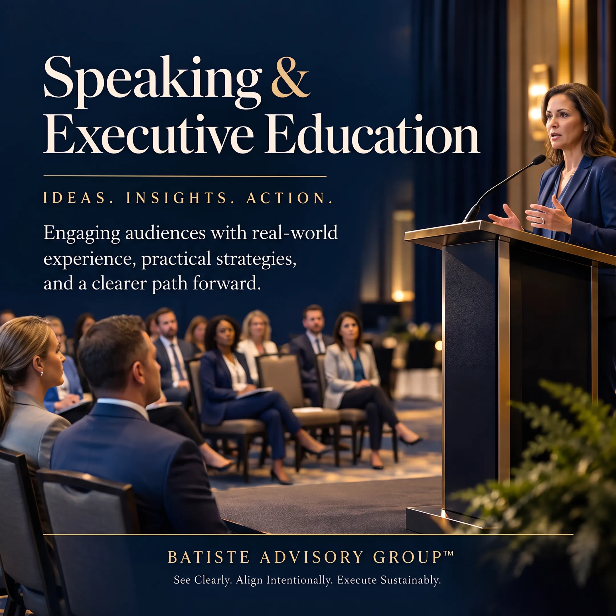 Nurse executive speaking to a healthcare leadership audience