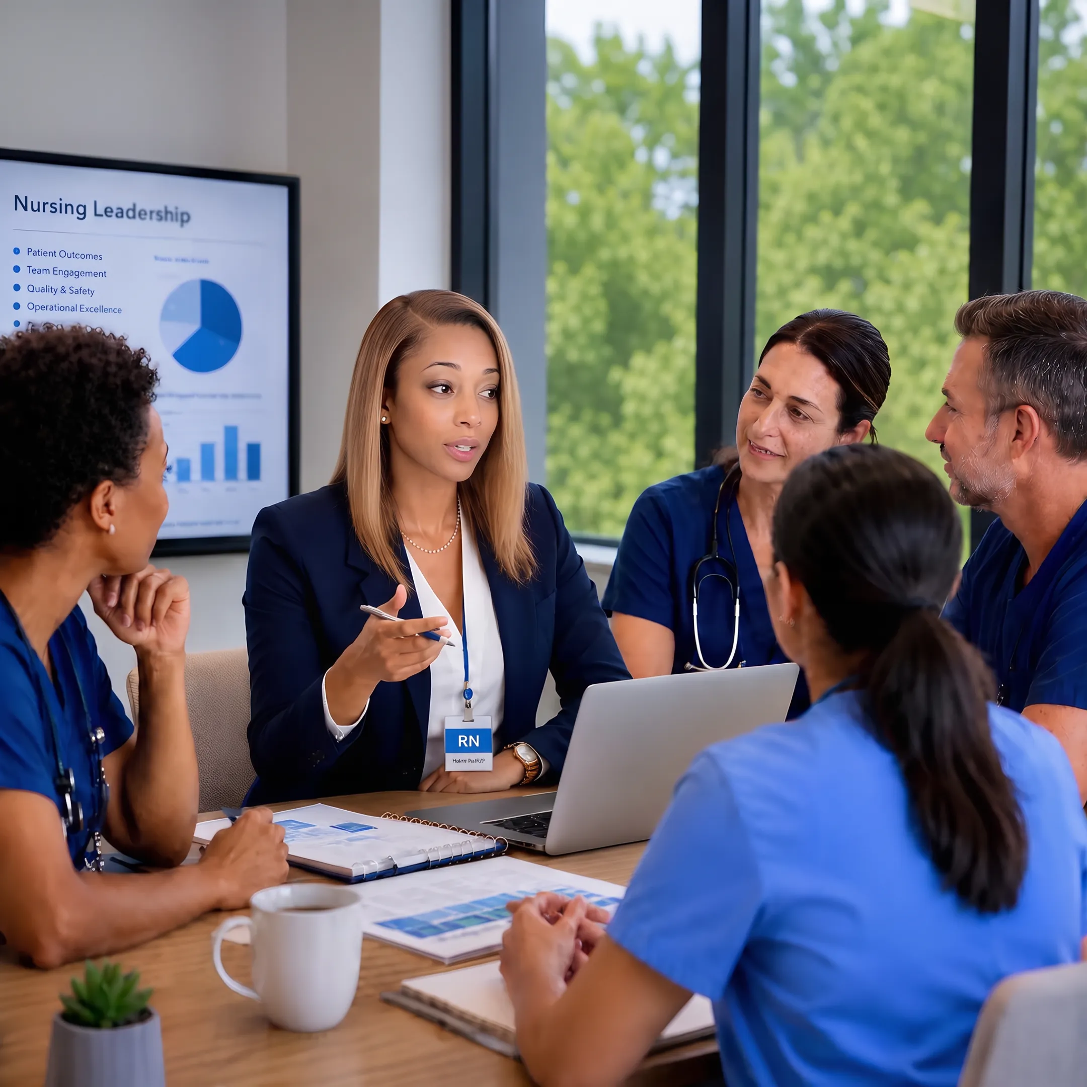 Healthcare advisor guiding an executive leadership discussion