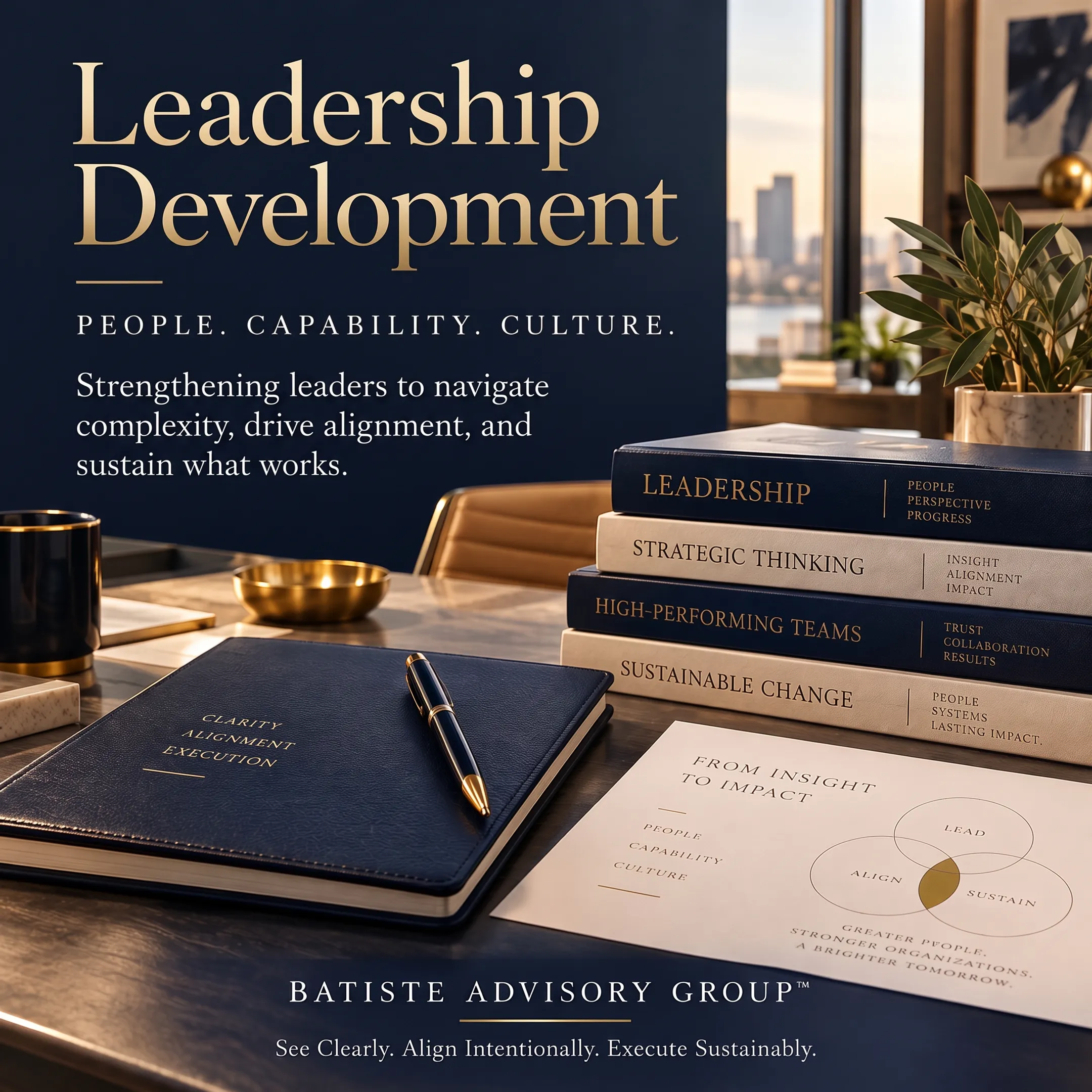 Leadership coach guiding healthcare executive through strategic development discussion