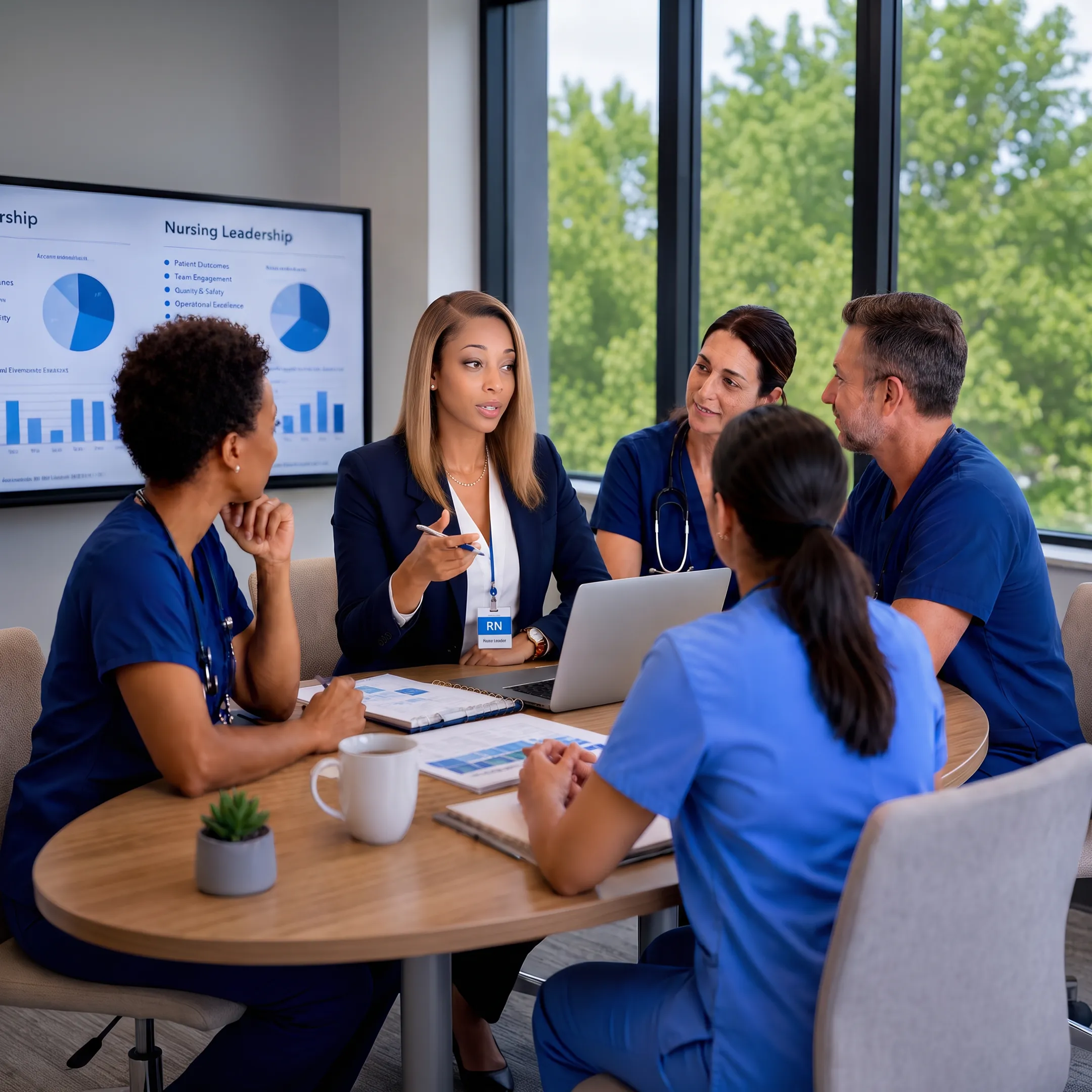Healthcare leaders collaborating during a workplace culture assessment
