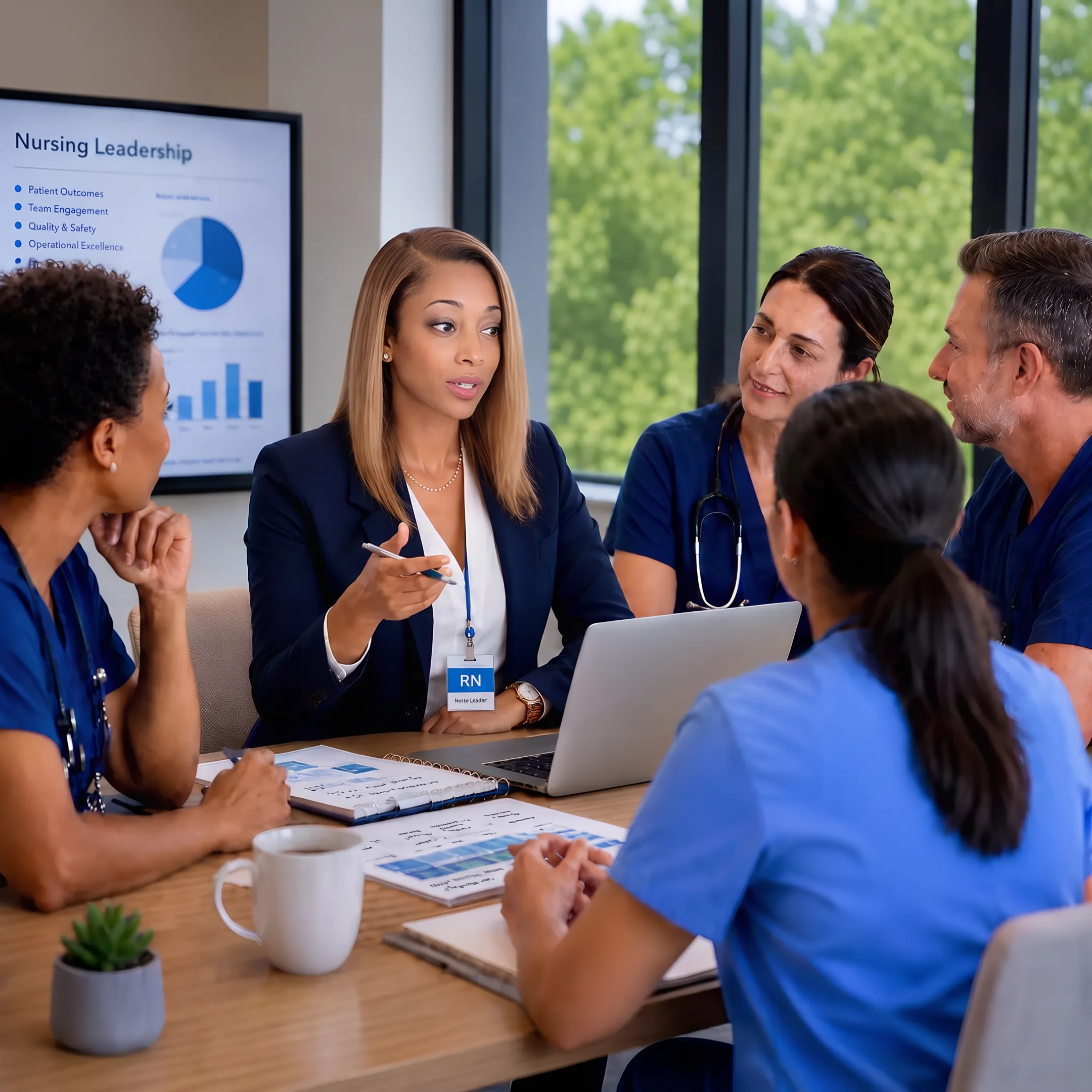 Consultant guiding healthcare leaders through a transformation roadmap