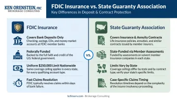 FDIC bank deposit insurance versus state guaranty association annuity protection comparison