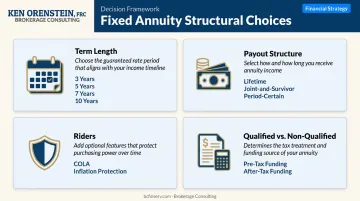 Fixed annuity key structural decisions framework covering term payout riders and tax treatment