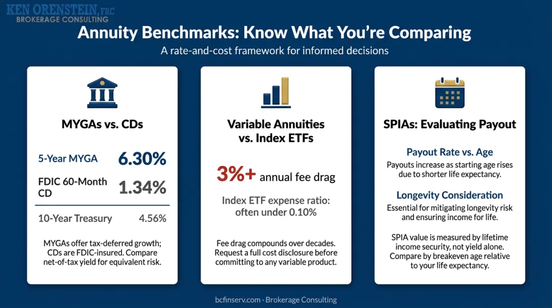 Annuity type versus alternative investment benchmark rate comparison table mid-2026