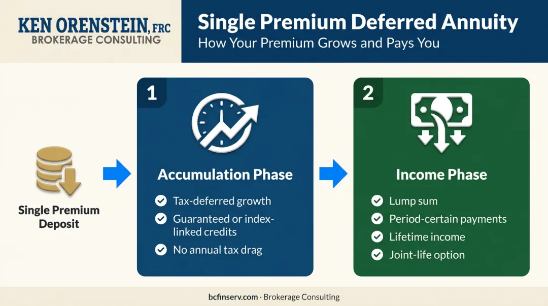 Single premium deferred annuity two-phase accumulation and income process flow