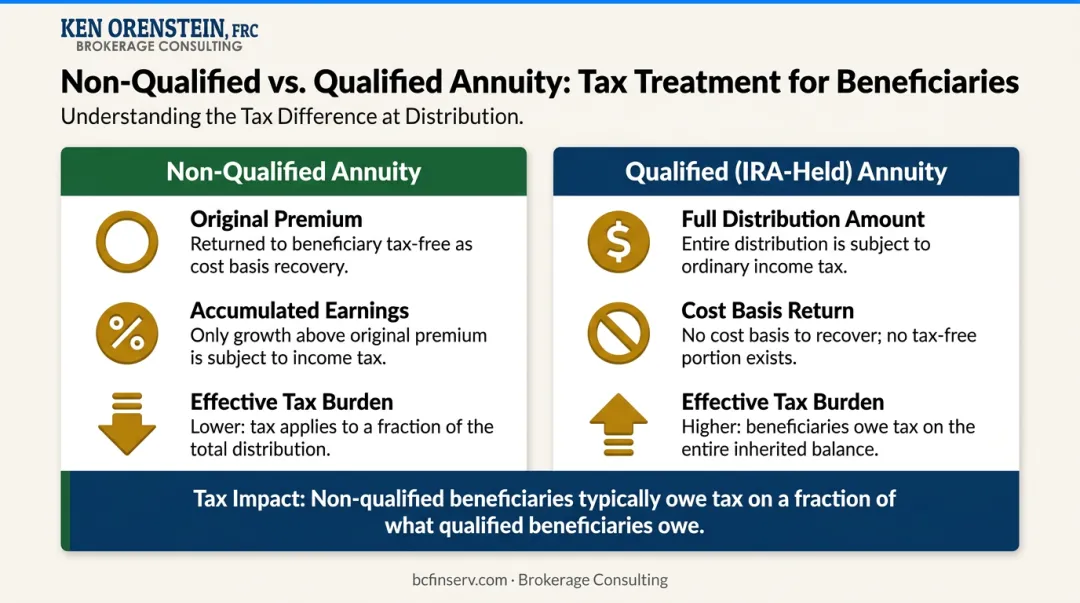 Non-qualified versus qualified annuity inheritance tax treatment side-by-side comparison