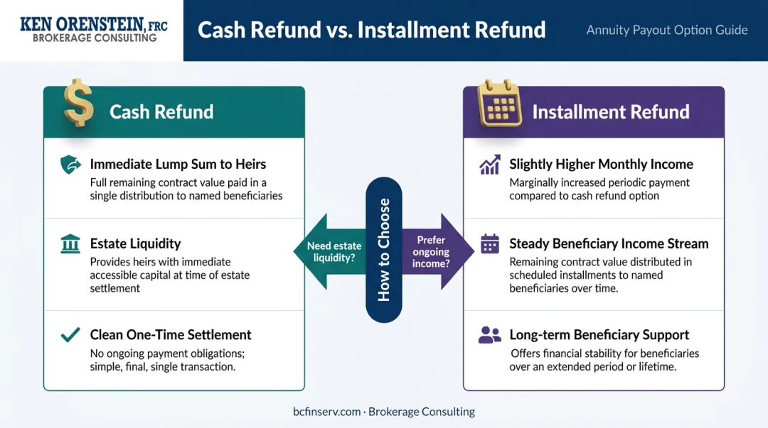 Cash refund versus installment refund annuity decision guide comparison chart