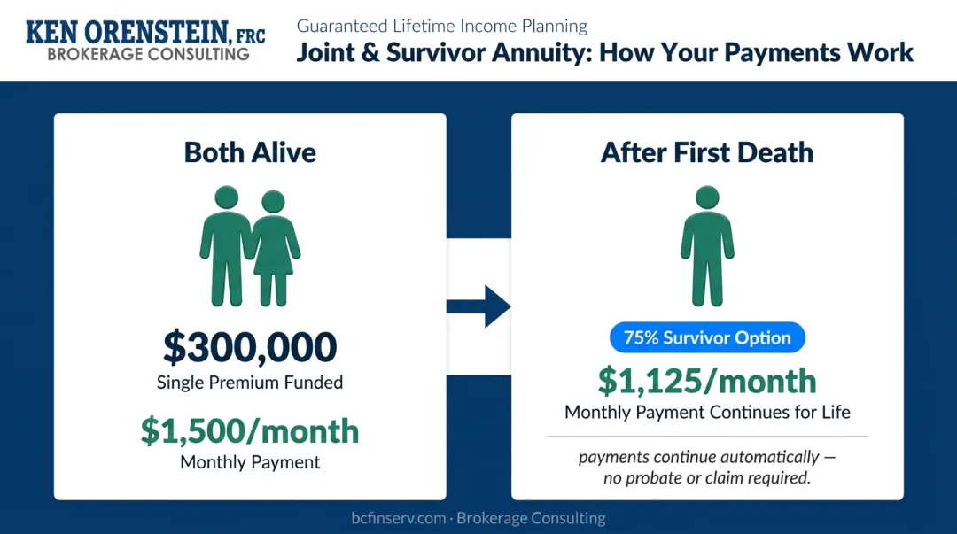 Joint and survivor annuity 75% survivor benefit payment flow example