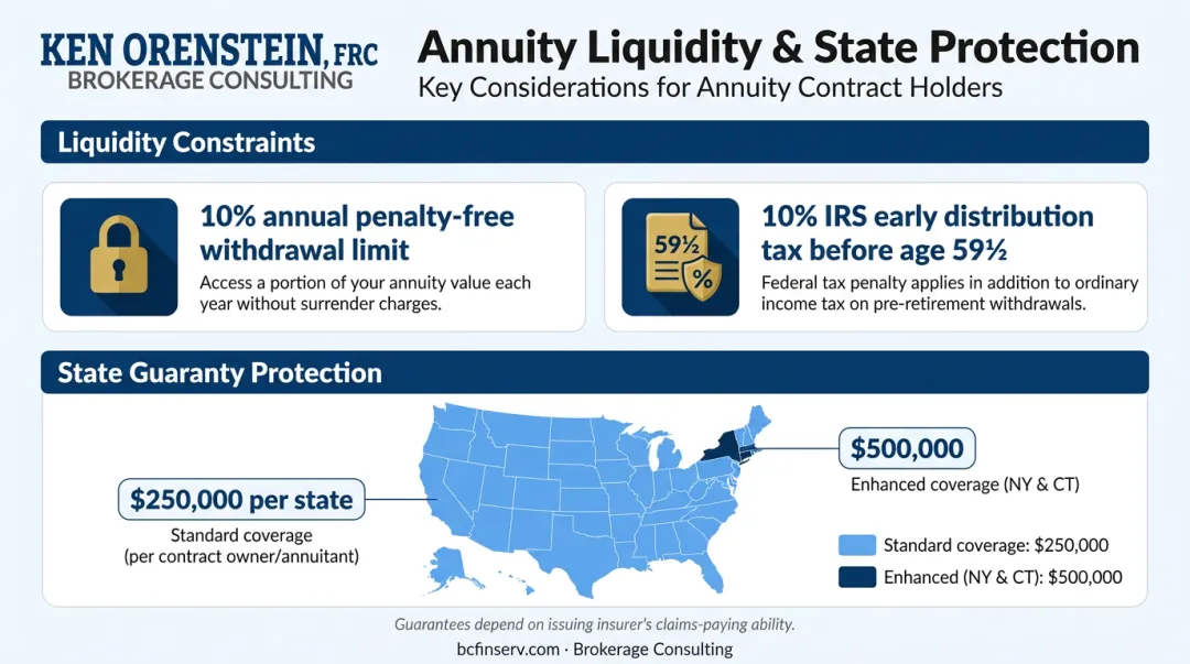 Annuity ladder drawbacks comparison chart liquidity limits and state guaranty coverage