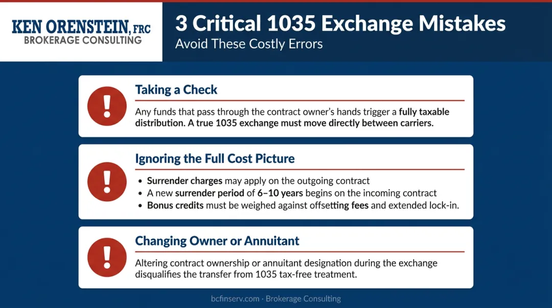 Three costly 1035 exchange mistakes that trigger taxable distribution events
