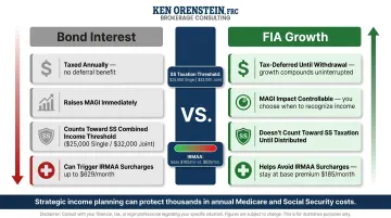 FIA versus bond tax treatment impact on Social Security IRMAA and MAGI comparison