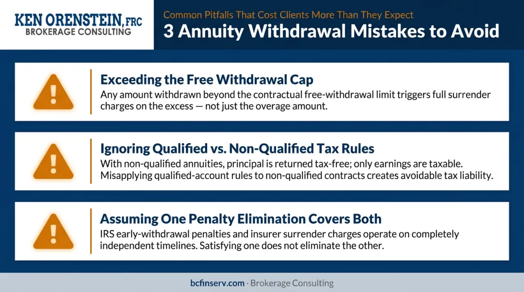 Three common annuity withdrawal mistakes and how to avoid them infographic