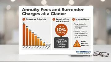 Annuity fee and surrender charge schedule breakdown with penalty-free withdrawal rules