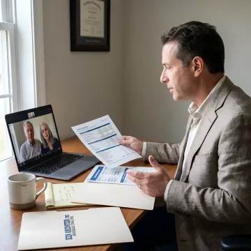 Retirees reviewing guaranteed income plan