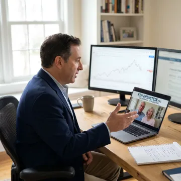 Advisor explaining indexed annuity options to a retirement client