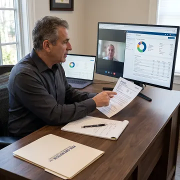 Variable annuity contract review with retirement planning documents