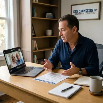 Retired couple reviewing fixed annuity rates with an advisor