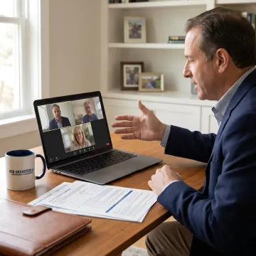 Retirement advisor reviewing FIA contract details
