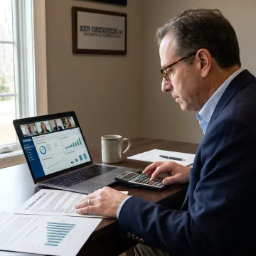 Advisor comparing annuity options and retirement income charts