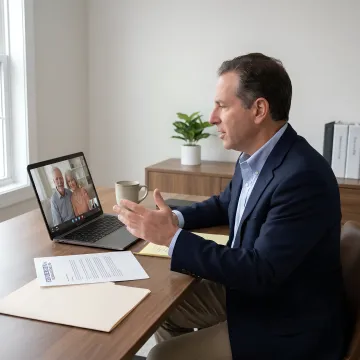 Advisor explaining hybrid annuity income options
