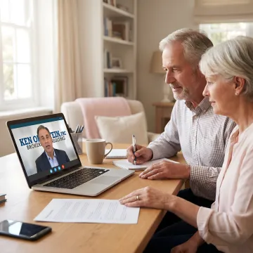 Retirees reviewing guaranteed annuity income options