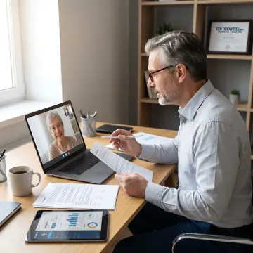Advisor comparing annuity contracts and retirement income projections