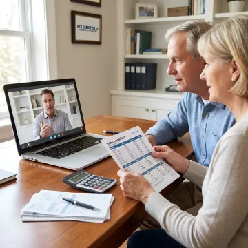 Advisor explaining fixed annuity rates to retirees