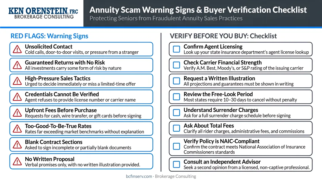 Annuity scam warning signs and buyer verification checklist for seniors
