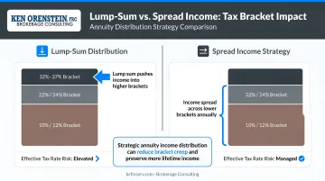 Tax bracket impact of lump-sum annuity distribution versus spread income strategy comparison