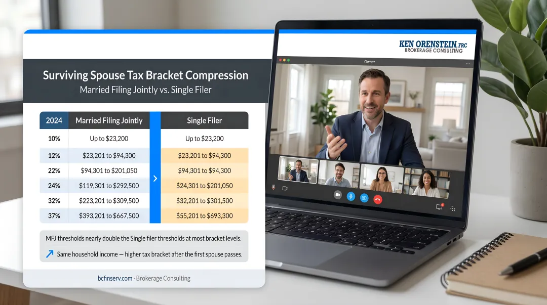 Surviving spouse tax bracket compression comparing married filing jointly versus single filer