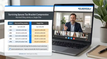 Surviving spouse tax bracket compression comparing married filing jointly versus single filer