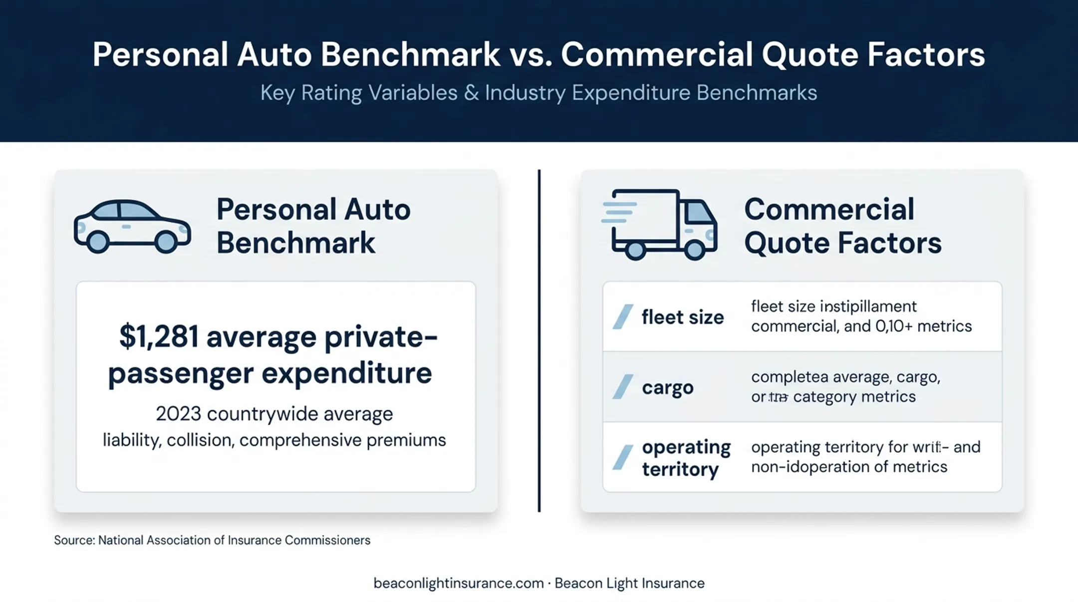 Personal and commercial auto insurance cost factors comparison