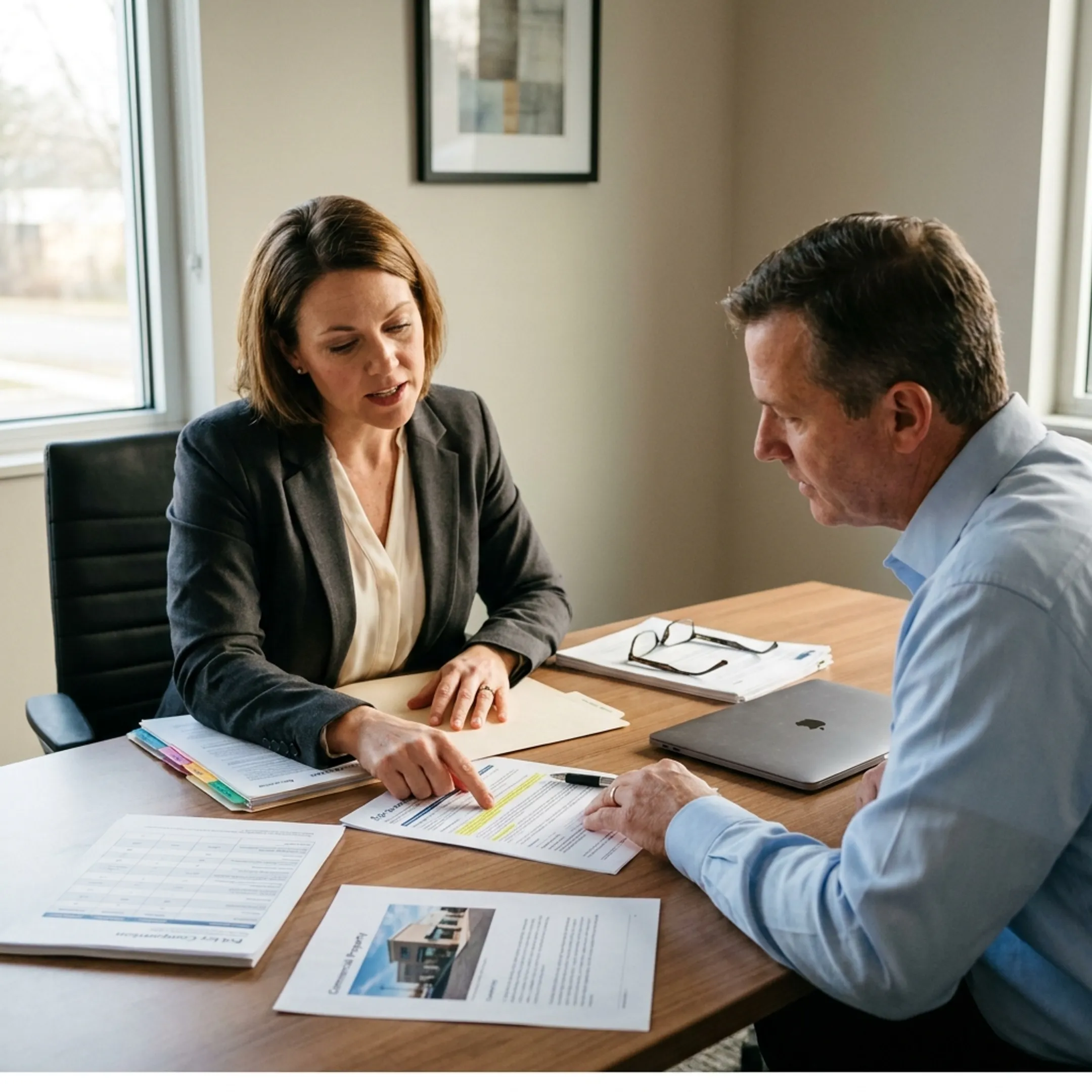 Insurance professional explaining errors and omissions policy options