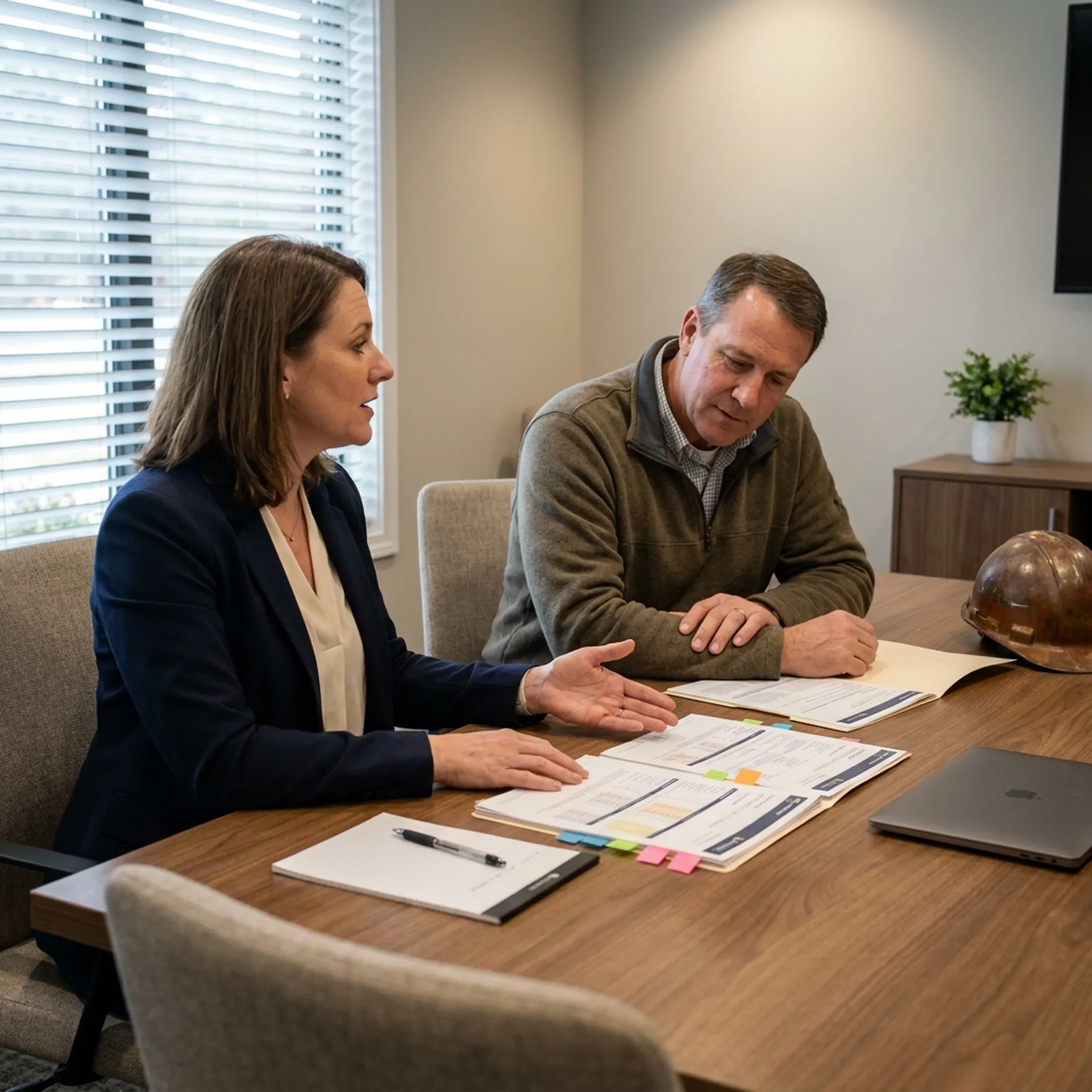 Insurance advisor explaining vendor coverage options to a business owner