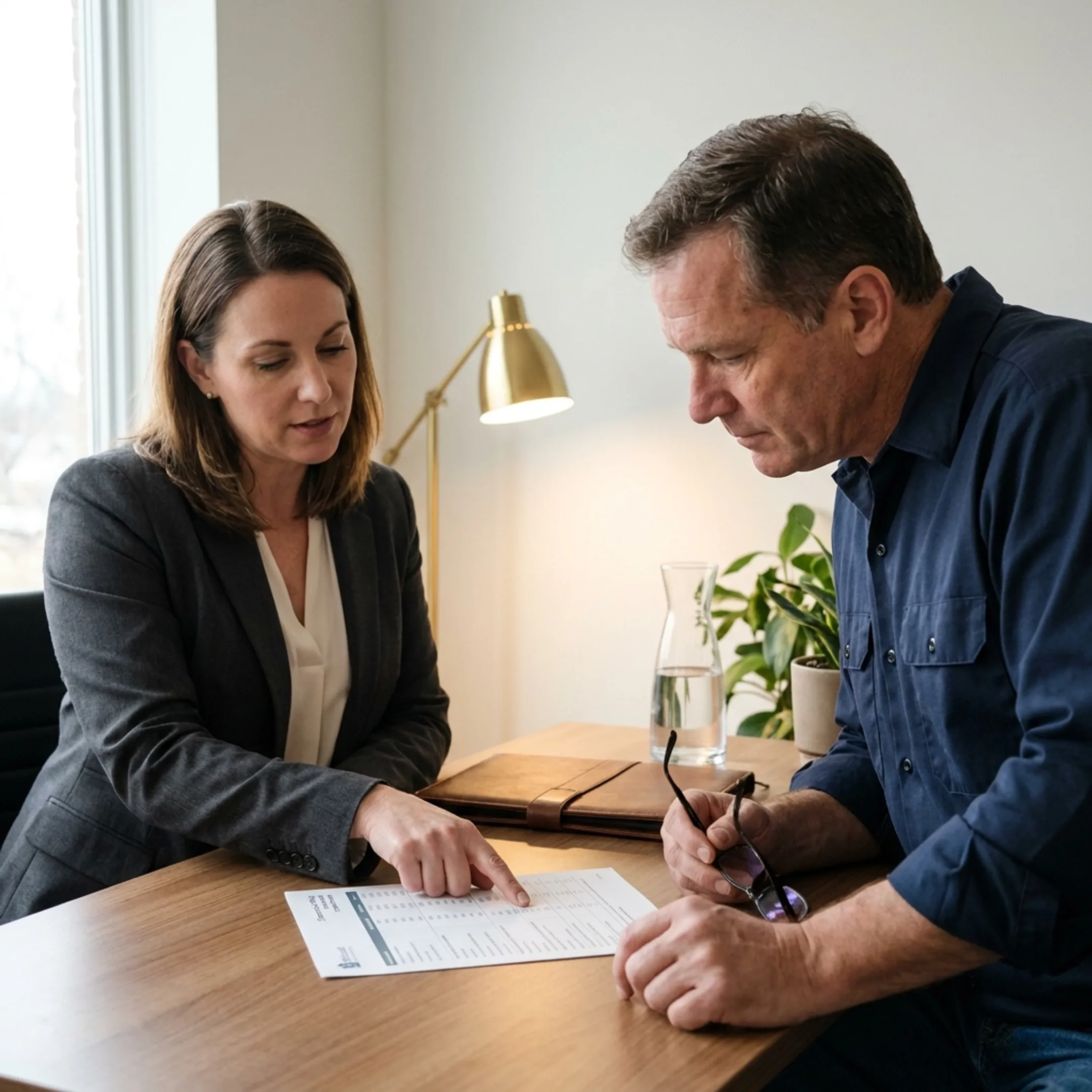 Insurance advisor explaining commercial coverage options to an appliance repair business owner