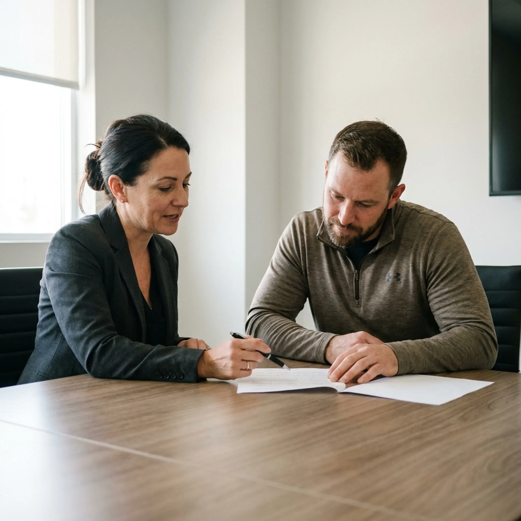 Insurance advisor explaining gym business coverage options to an owner