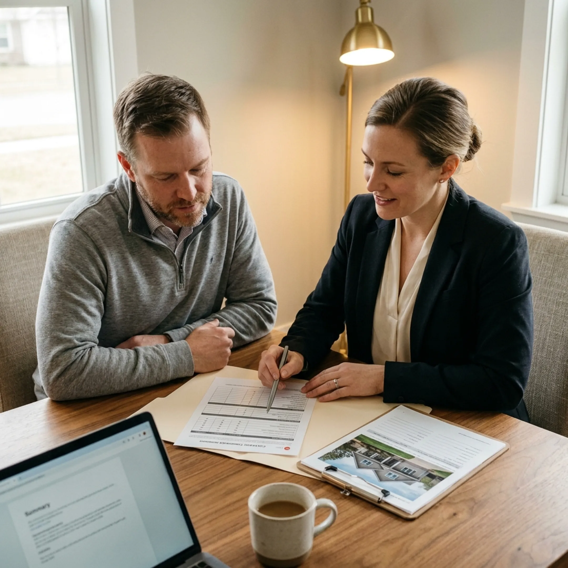 Homeowner reviewing insurance coverage options with an advisor