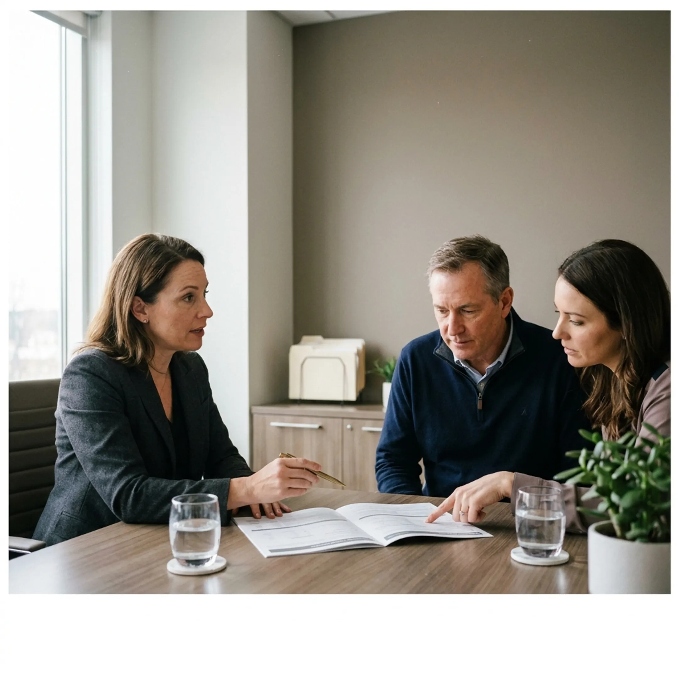 Advisor explaining staffing agency insurance coverage options