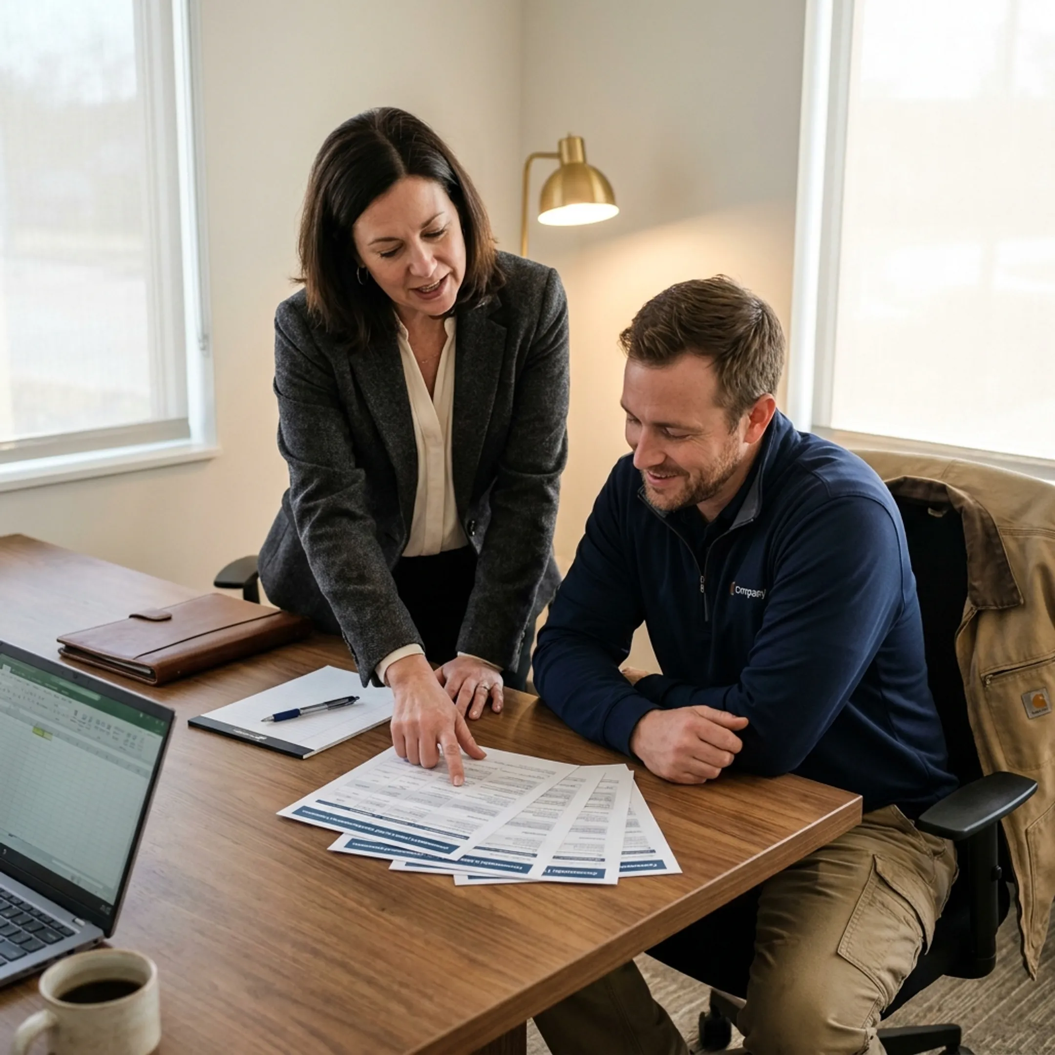 Advisor reviewing commercial insurance options with a pressure washing business owner