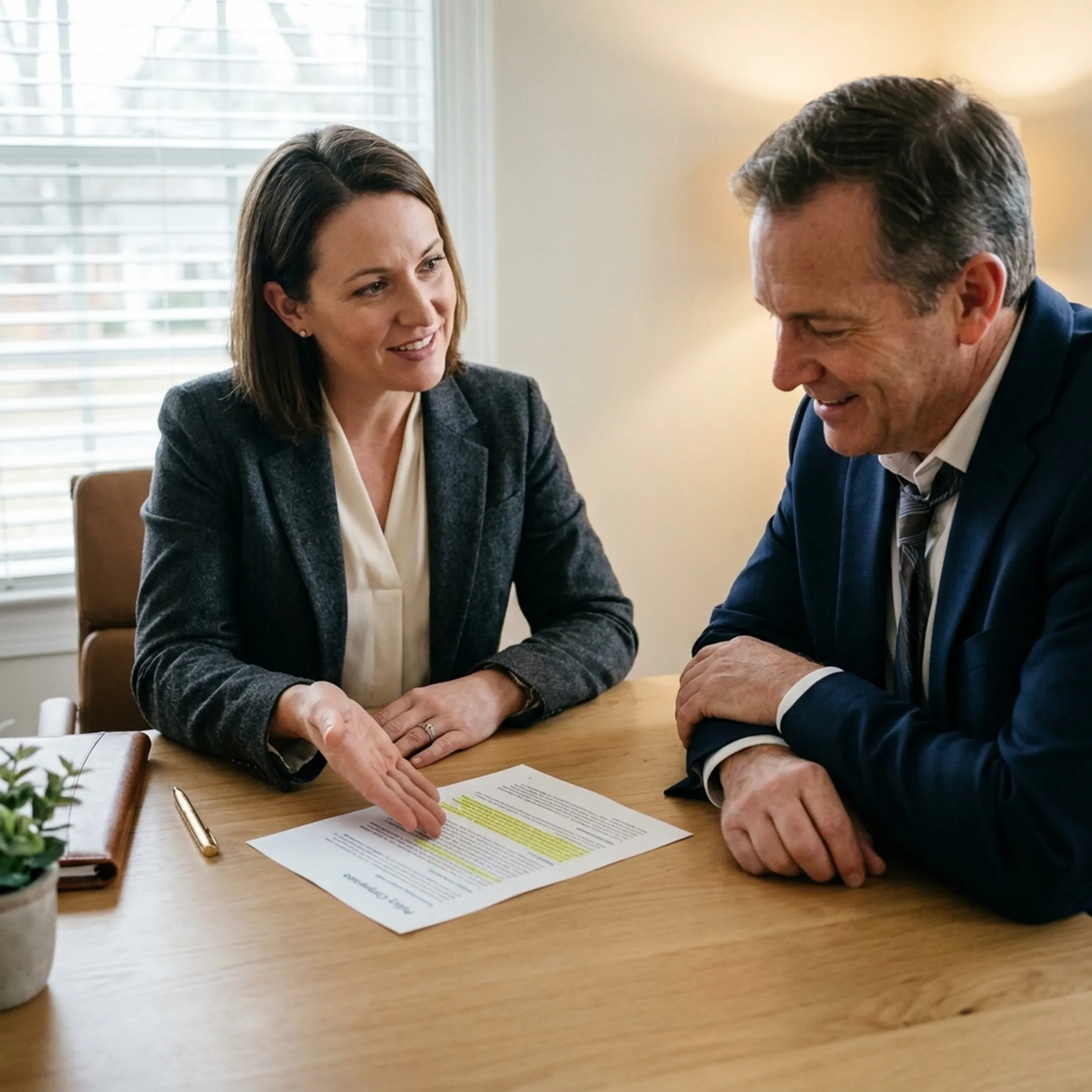Advisor explaining professional liability insurance options to a CPA