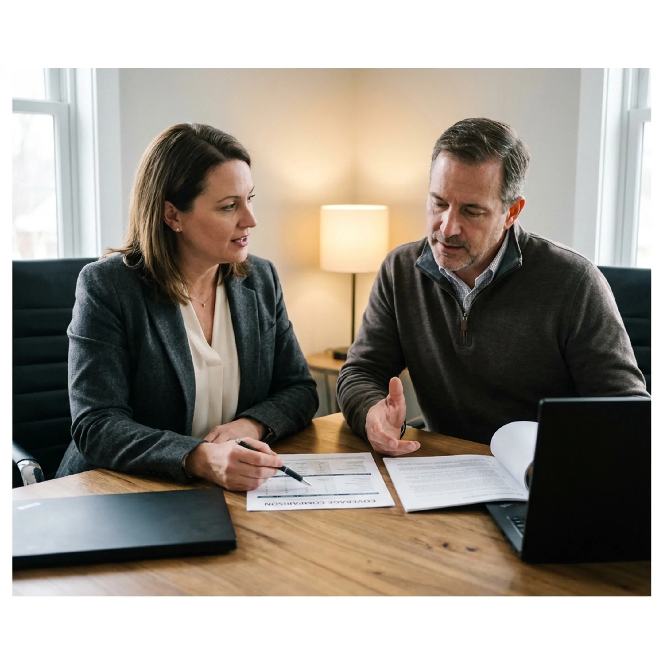 Advisor explaining LLC insurance coverage to a business owner