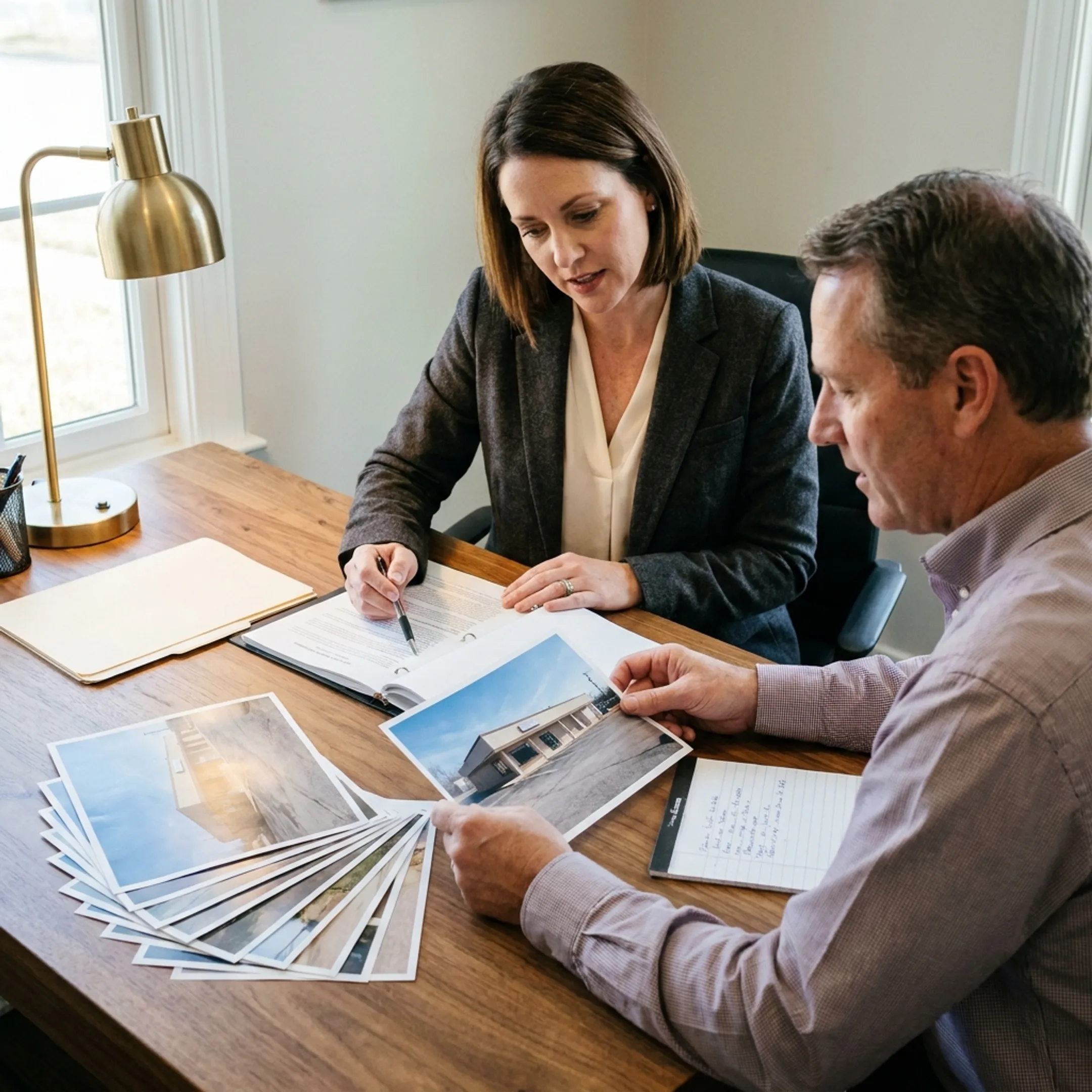 Insurance professional reviewing vacant commercial property coverage