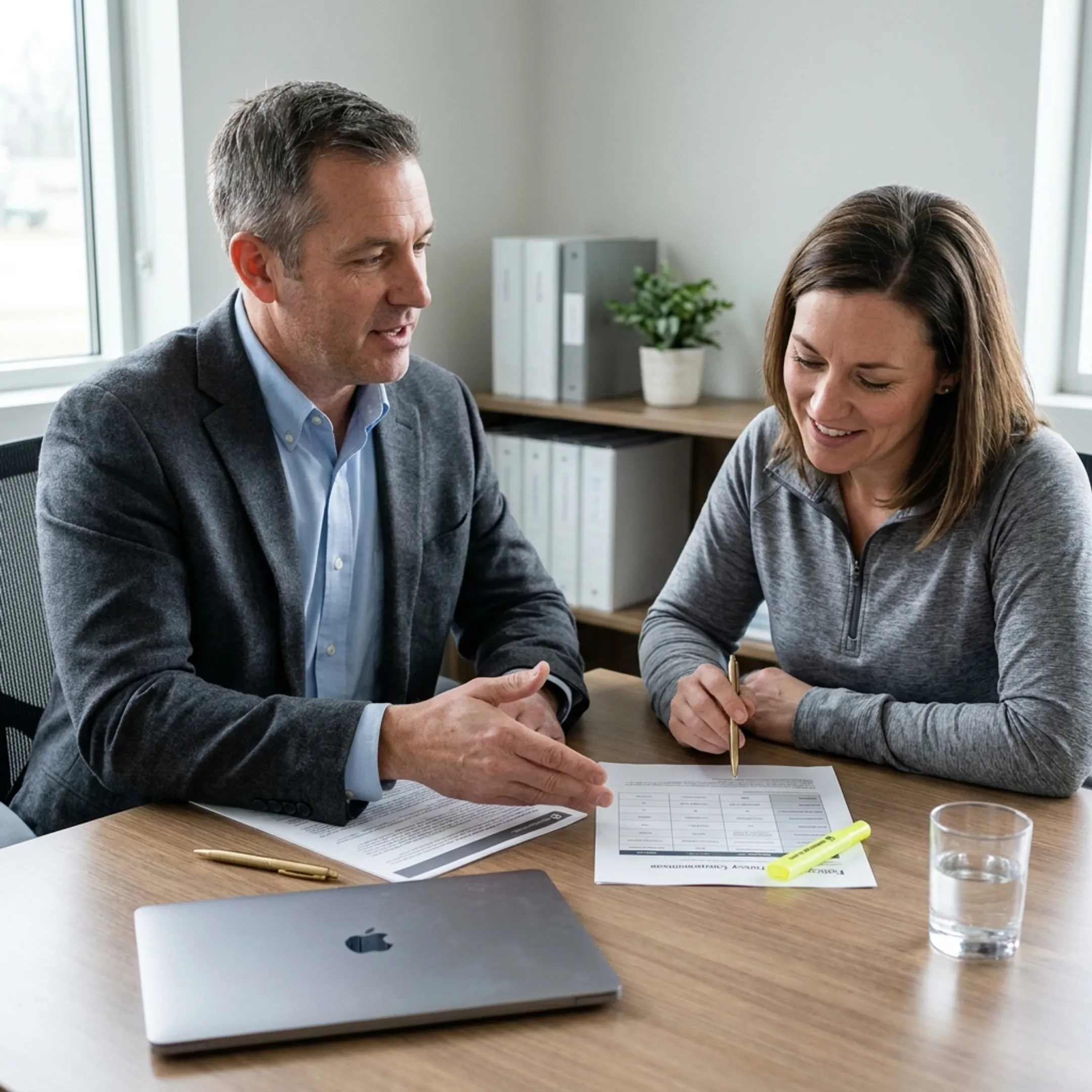 Insurance advisor explaining commercial auto coverage to a small business owner