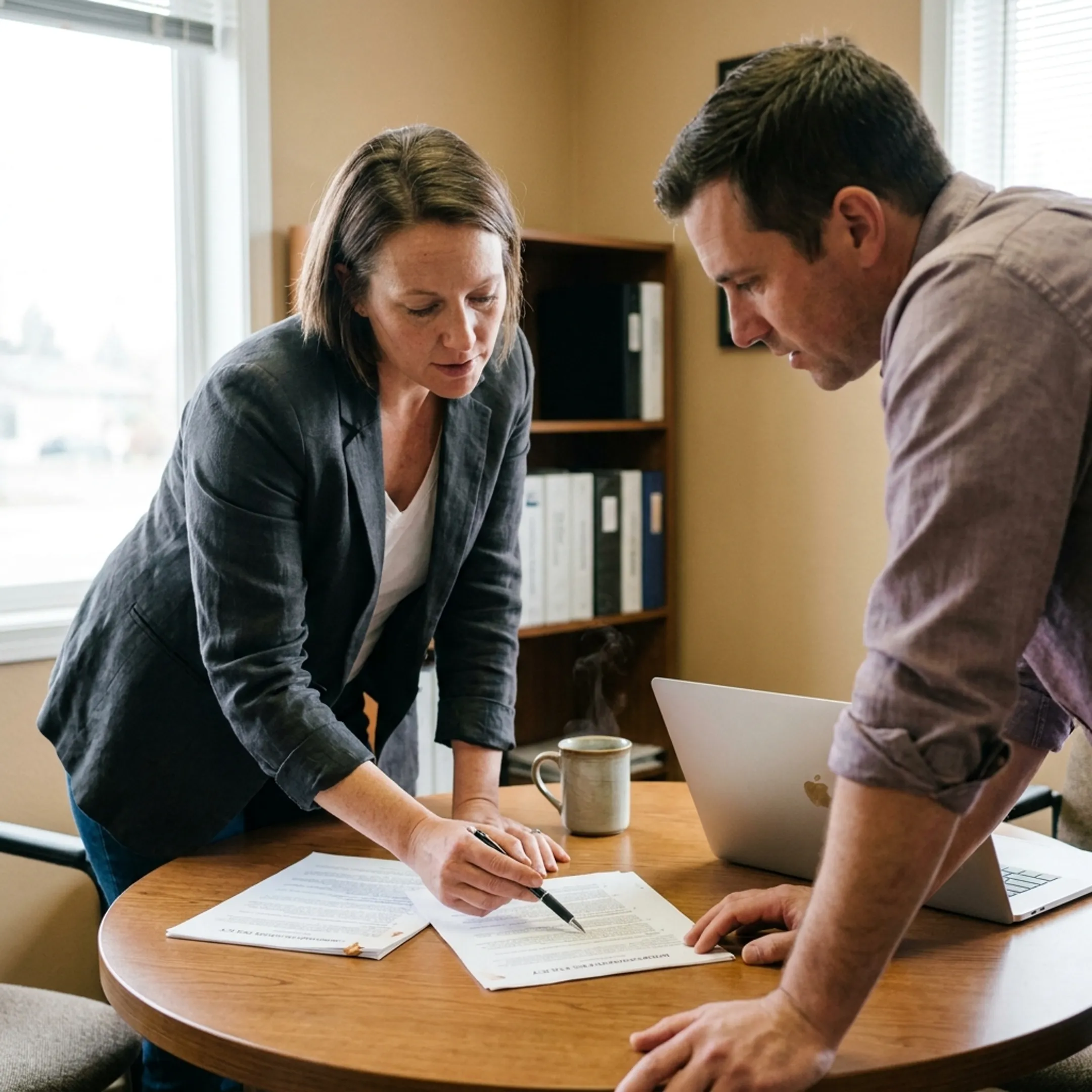 Advisor explaining homeowners insurance coverage options