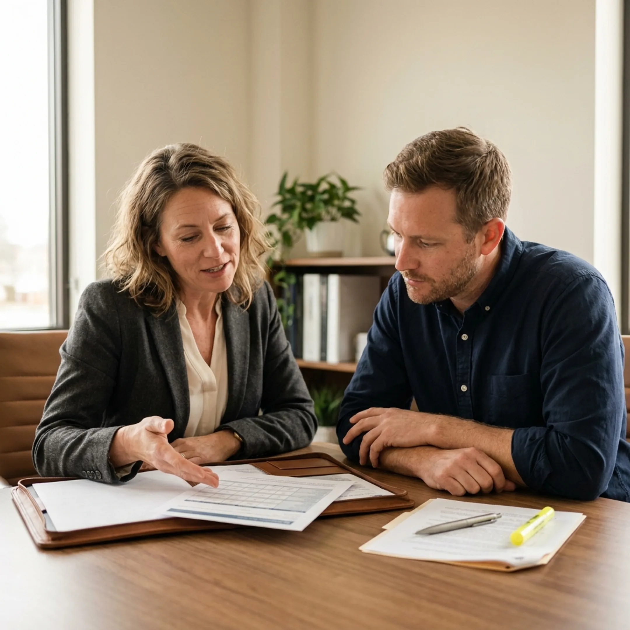 Advisor explaining errors and omissions insurance coverage to a professional client