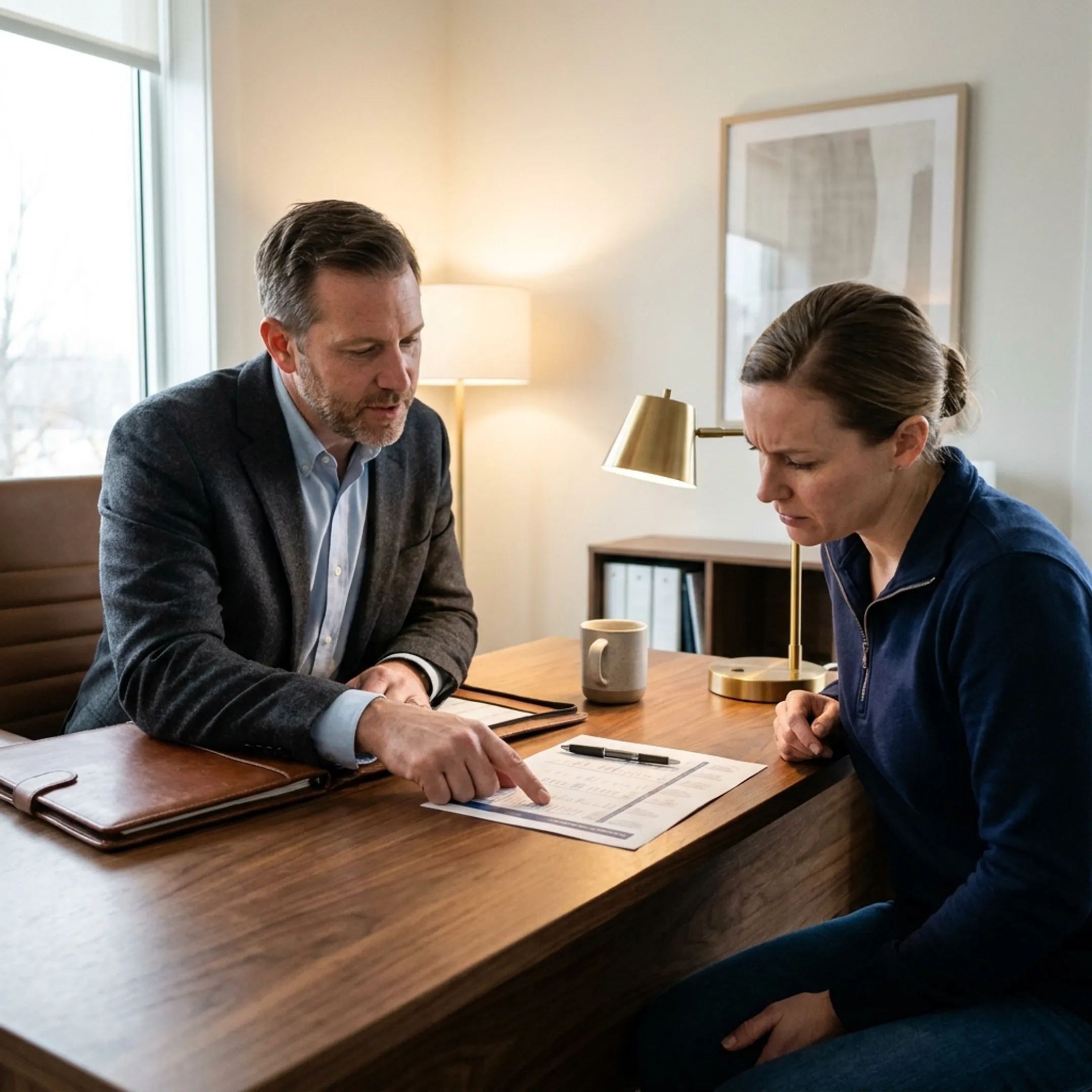 Advisor explaining sole proprietor insurance coverage