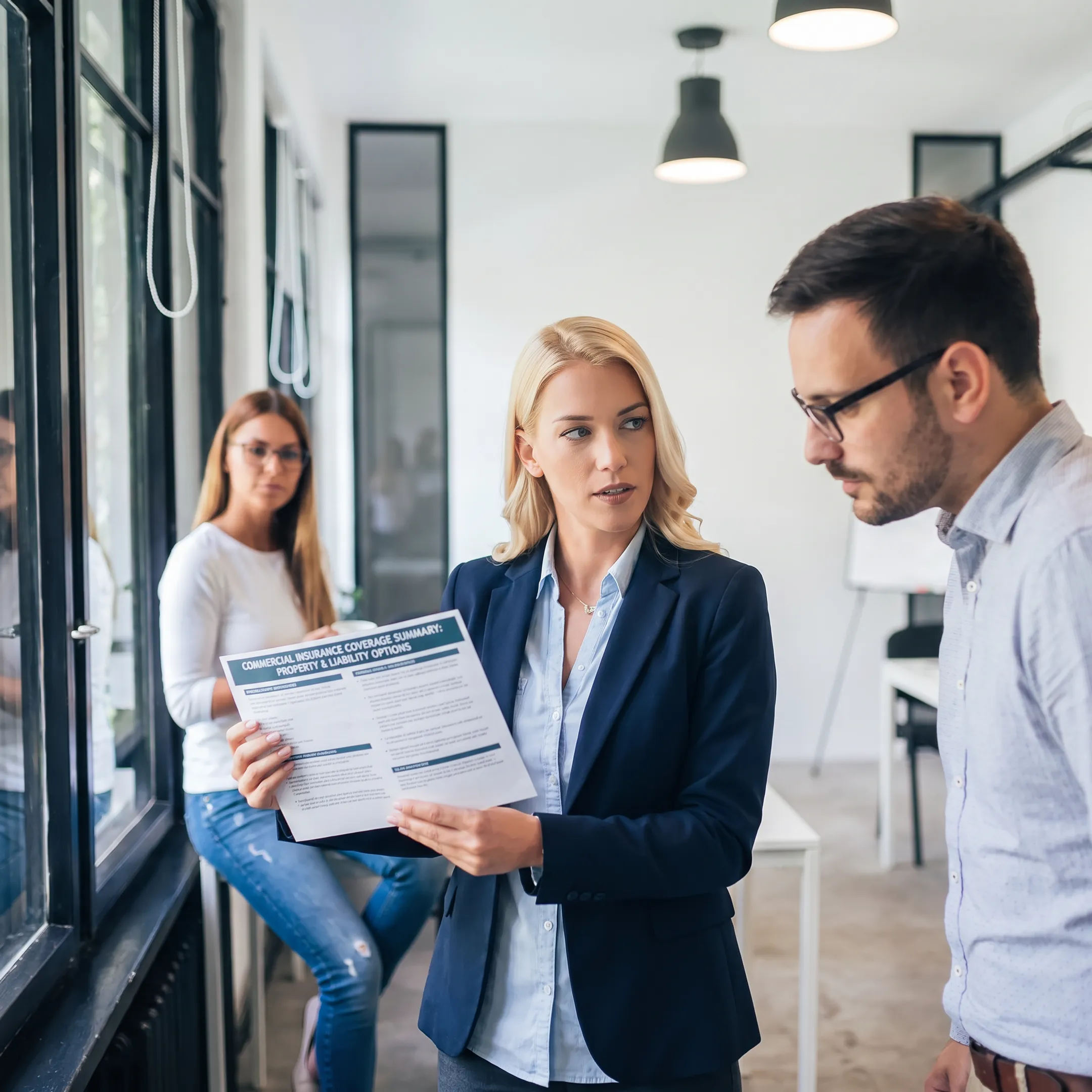 Insurance advisor explaining wholesale distributor coverage to a business owner